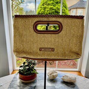 MICHAEL Michael Kors Small Tote - Woven Raffia w/ Beige Leather Trim